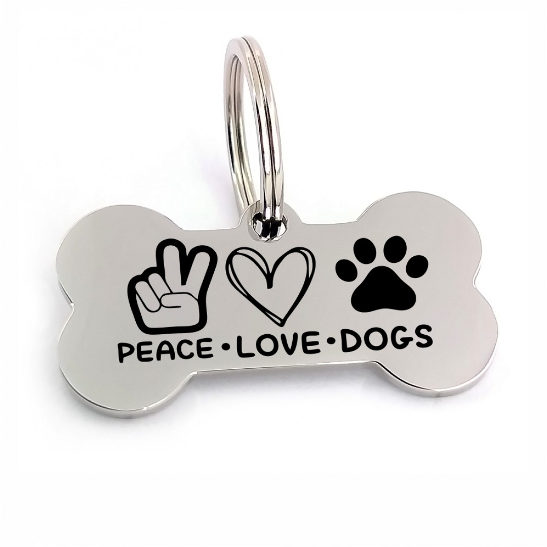 Адресник для собаки "Peace love dogs" (макет 1719)
